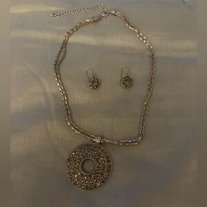 Charming Charlie Gold Circle Pendant Necklace Set